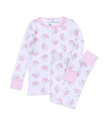 Magnolia Baby Magnolia Baby Santa Baby Pink Long Pajamas