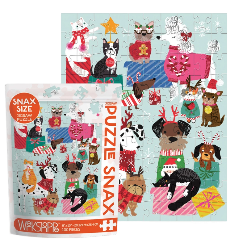 WerkShoppe WerkShoppe Holiday Gift Exchange 100 Piece Puzzle Snax