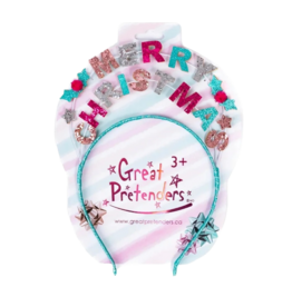 Great Pretenders Great Pretenders Merry Christmas Pink/Blue Headband