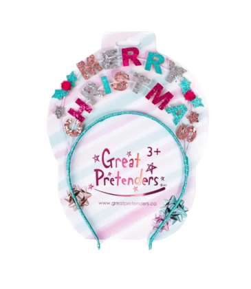 Great Pretenders Great Pretenders Merry Christmas Pink/Blue Headband