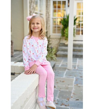 James & Lottie James & Lottie Light Pink Scallop Leggings - Bows and Holly Collection