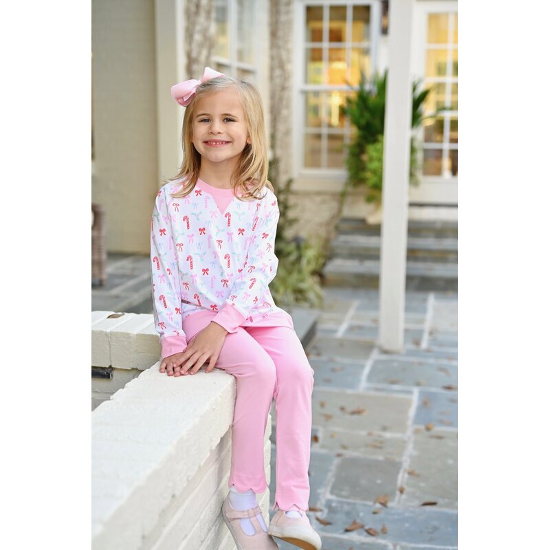 James & Lottie James & Lottie Light Pink Scallop Leggings - Bows and Holly Collection