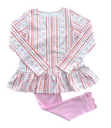 James & Lottie James & Lottie Scallops and Hearts Peggie Peplum Legging Set