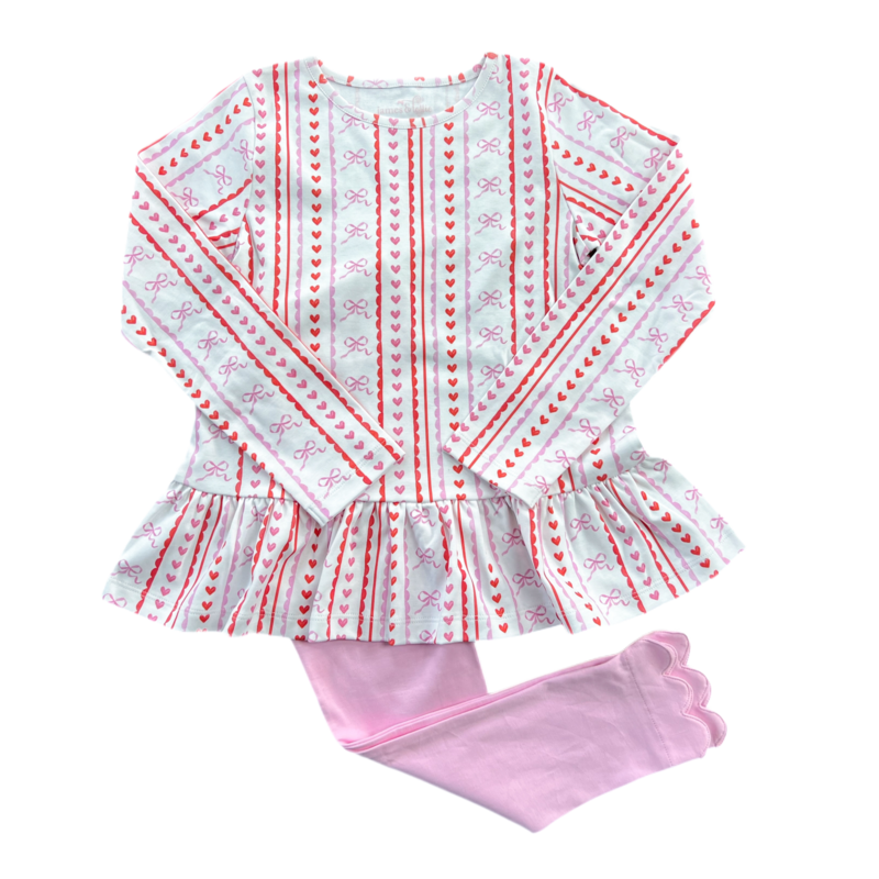 James & Lottie James & Lottie Scallops and Hearts Peggie Peplum Legging Set