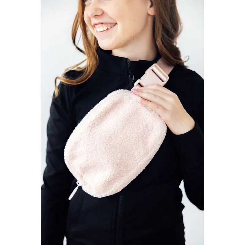 Mila & Rose Mila & Rose Light Pink Fleece Belt Bag