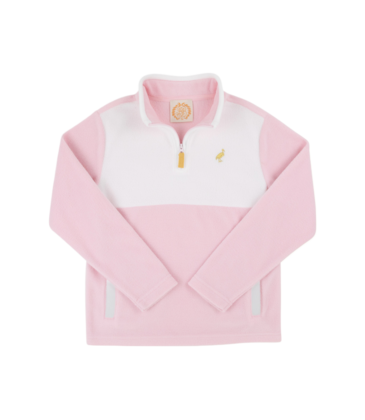 The Beaufort Bonnet Company TBBC Fleece Hayword Half Zip - Palm Beach Pink/Worth Avenue White