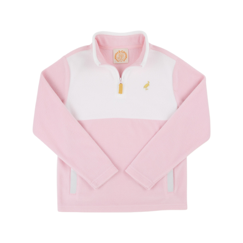 The Beaufort Bonnet Company TBBC Fleece Hayword Half Zip - Palm Beach Pink/Worth Avenue White