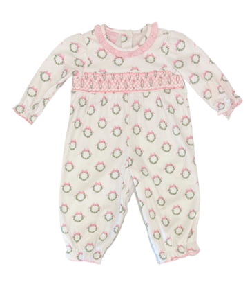 Petit Bebe Petit Bebe Wreath Print Long Romper