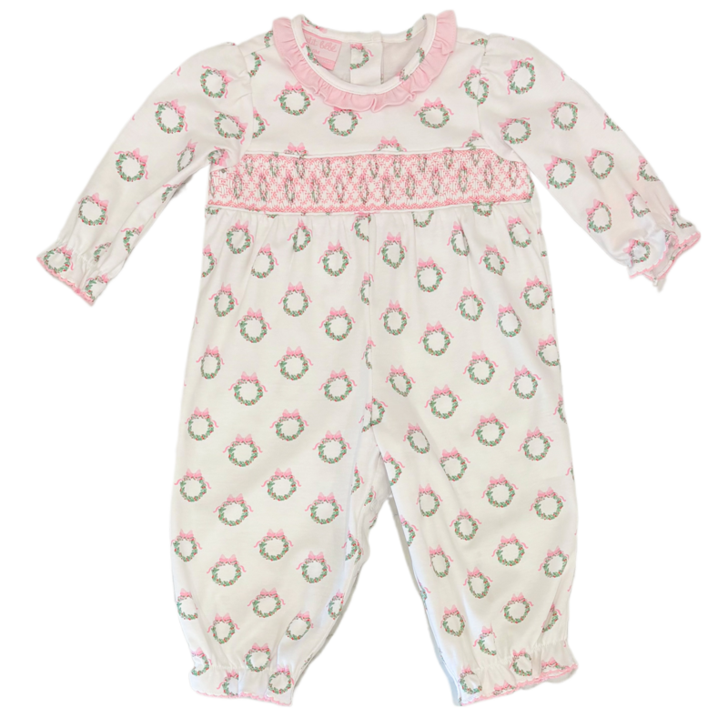 Petit Bebe Petit Bebe Wreath Print Long Romper