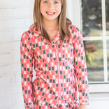 Be Elizabeth Be Elizabeth Button Up Lounge Set - Retro Christmas Tree