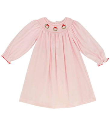 Petit Bebe Petit Bebe Christmas Wreath Bishop Dress
