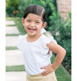 The Proper Peony The Proper Peony White Flutter Sleeve Shirt