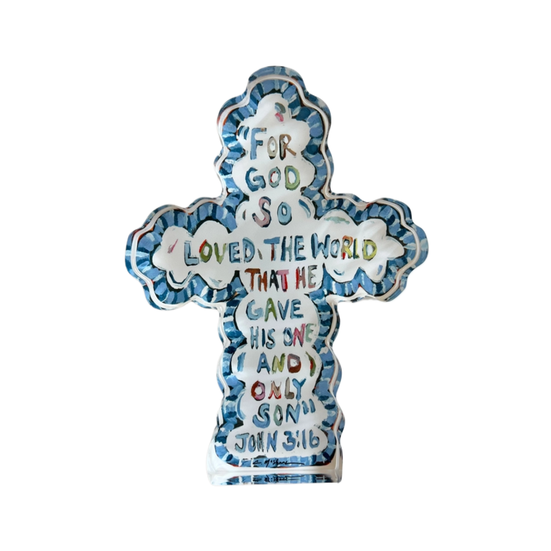 Chelsea McShane Art He Saved Cross Mini Acrylic Block