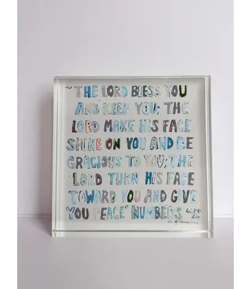 Chelsea McShane Art Numbers 6:24 Neutral Acrylic Block
