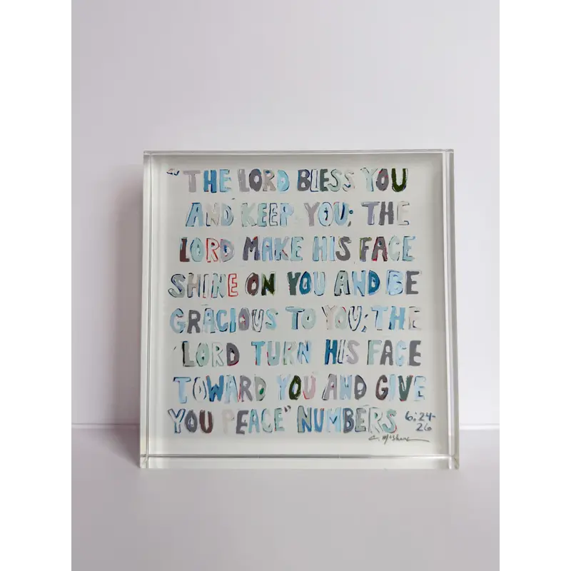Chelsea McShane Art Numbers 6:24 Neutral Acrylic Block