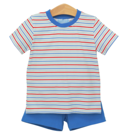 Trotter Street Kids Trotter Street Kids Patriotic Stripe Drew Short Set