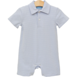 Trotter Street Kids Trotter Street Kids Dusty Blue Stripe Henry Polo Romper