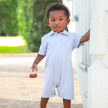 Trotter Street Kids Trotter Street Kids Dusty Blue Stripe Henry Polo Romper