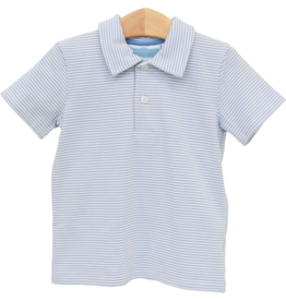 Trotter Street Kids Trotter Street Kids Dusty Blue Stripe Henry Polo