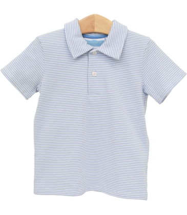 Trotter Street Kids Trotter Street Kids Dusty Blue Stripe Henry Polo