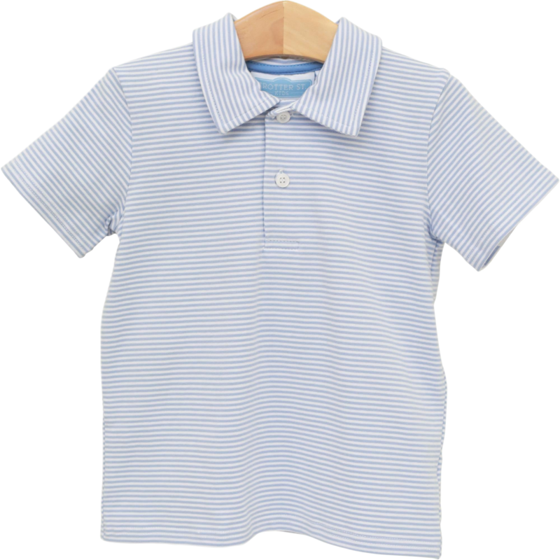 Trotter Street Kids Trotter Street Kids Dusty Blue Stripe Henry Polo