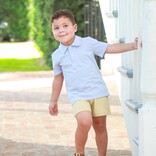 Trotter Street Kids Trotter Street Kids Dusty Blue Stripe Henry Polo