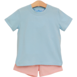 Trotter Street Kids Trotter Street Kids Coral Stripe/Light Blue Shepherd Short Set