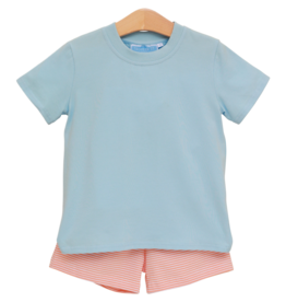 Trotter Street Kids Trotter Street Kids Coral Stripe/Light Blue Shepherd Short Set
