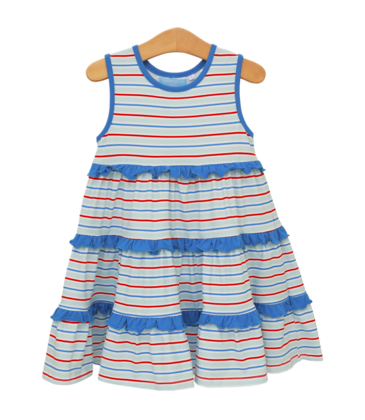 Trotter Street Kids Trotter Street Kids Patriotic Stripe Tinsley Twirl Dress