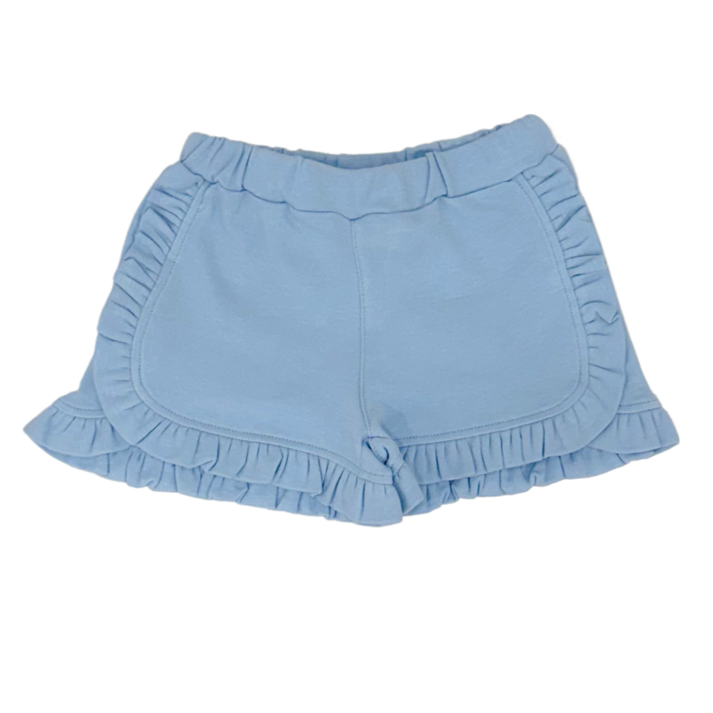 Luigi Luigi Sky Blue Ruffle Trim Shorts