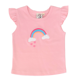 Luigi Luigi Rainbow w/ Hearts Flutter Sleeve Top