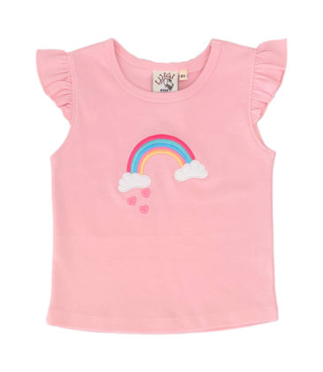 Luigi Luigi Rainbow w/ Hearts Flutter Sleeve Top