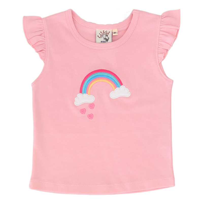 Luigi Luigi Rainbow w/ Hearts Flutter Sleeve Top