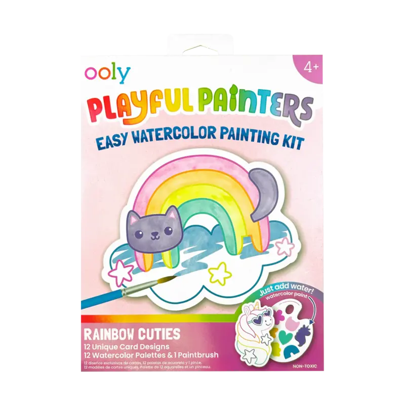 Ooly Ooly Playful Painters Easy Watercolor Painting Kit - Rainbow Cuties