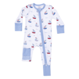 Angel Dear Angel Dear Zipper Romper - Bubbly Sailboats Blue