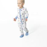 Angel Dear Angel Dear Zipper Romper - Bubbly Sailboats Blue