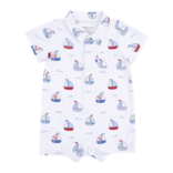 Angel Dear Angel Dear Polo Shortie - Bubbly Sailboats Blue