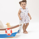 Angel Dear Angel Dear Ruffle Bodysuit Dress - Bubbly Sailboats Pink