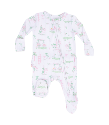 Angel Dear Angel Dear Ruffle Zipper Footie - Pretty Golf
