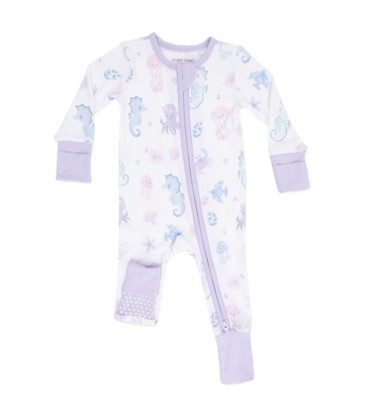 Angel Dear Angel Dear Zipper Romper - Floral Sea Creatures