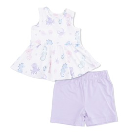 Angel Dear Angel Dear Peplum Tank Top & Bike Short - Floral Sea Creatures