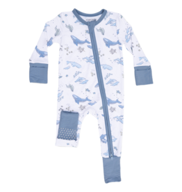 Angel Dear Angel Dear Zipper Romper - Watercolor Blue Whales