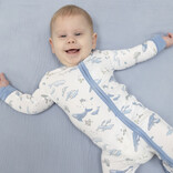 Angel Dear Angel Dear Zipper Romper - Watercolor Blue Whales