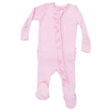 Angel Dear Angel Dear Ruffle Zipper Footie - Solid Romance Rose Rib