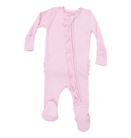 Angel Dear Angel Dear Ruffle Zipper Footie - Solid Romance Rose Rib