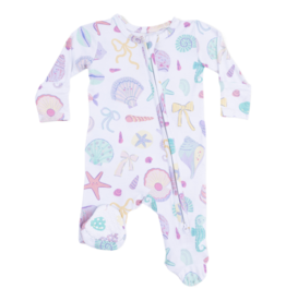 Angel Dear Angel Dear Ruffle Zipper Footie - Beach Days