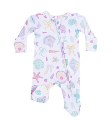Angel Dear Angel Dear Ruffle Zipper Footie - Beach Days