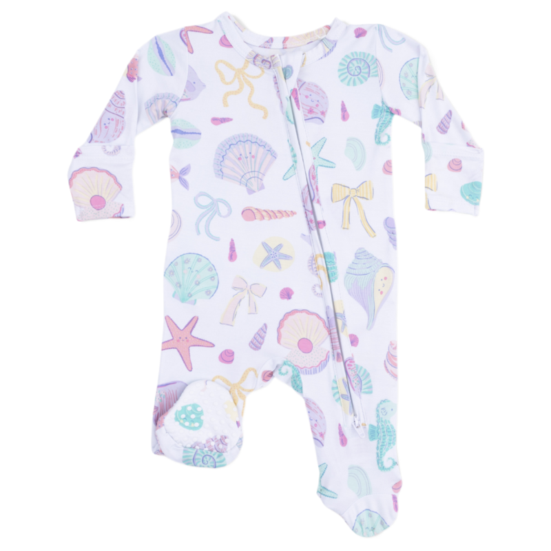 Angel Dear Angel Dear Ruffle Zipper Footie - Beach Days
