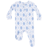 Angel Dear Angel Dear Zipper Footie - Blue Argyle