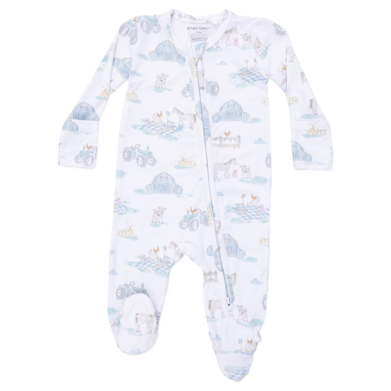 Angel Dear Angel Dear Zipper Footie - Farm Animal Party